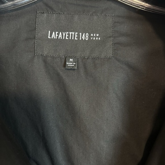 Lafayette 148 N Y Cardigan M Black Cotton Blend Cascade Shawl Collar Open Front - Picture 2 of 13